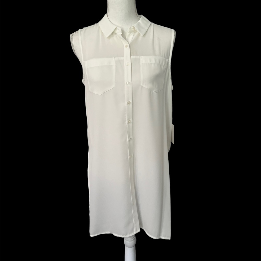 NWT 1.State Sleeveless Long Button-Up - Sz M